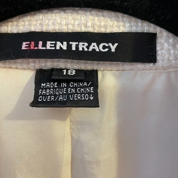 New Off White Ellen Tracy Short Sleeve Jacket Size 18 - Picture 7 of 9
